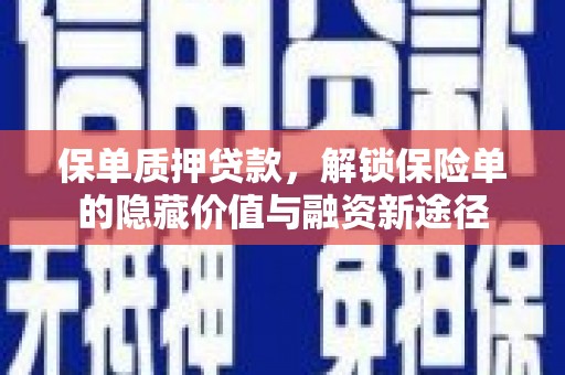 进贤保单质押贷款，解锁保险单的隐藏价值与融资新途径