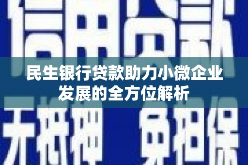 进贤民生银行贷款助力小微企业发展的全方位解析