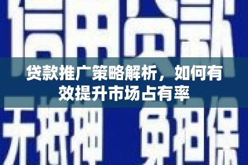 进贤贷款推广策略解析，如何有效提升市场占有率