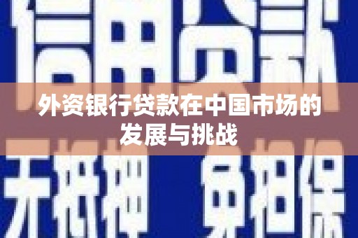 进贤外资银行贷款在中国市场的发展与挑战