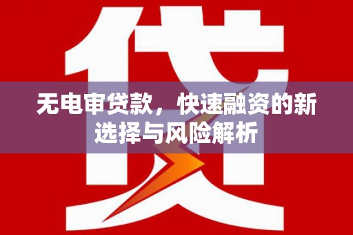 进贤无电审贷款，快速融资的新选择与风险解析