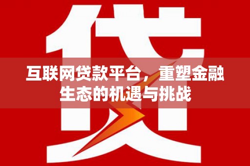 进贤互联网贷款平台，重塑金融生态的机遇与挑战