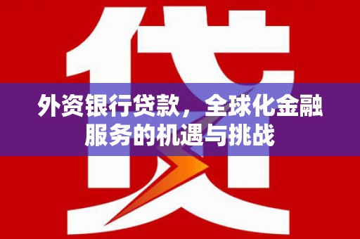 进贤外资银行贷款，全球化金融服务的机遇与挑战